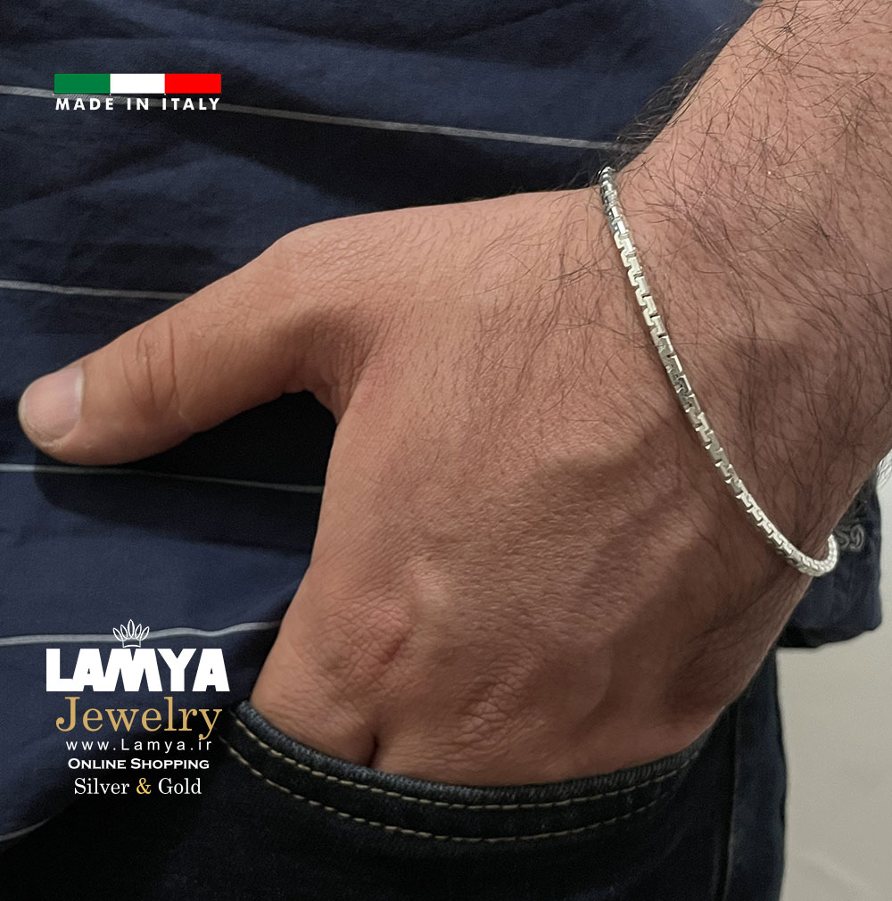 دستبند نقره ایتالیا ونیزی 3mil کدD089