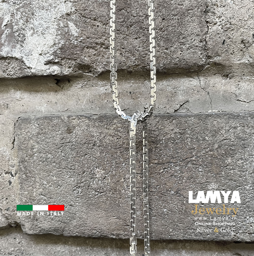 ست زنجیر و دستبند نقره ایتالیا مدل ونیزی 3mil کد N132