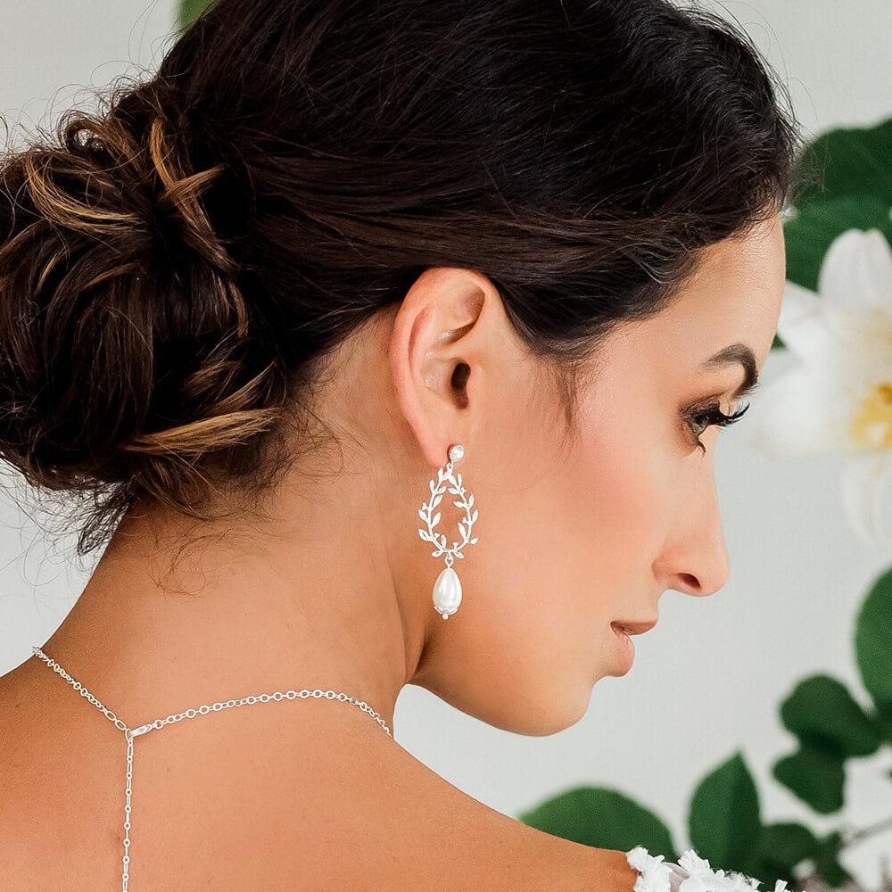 Silver bridal earrings